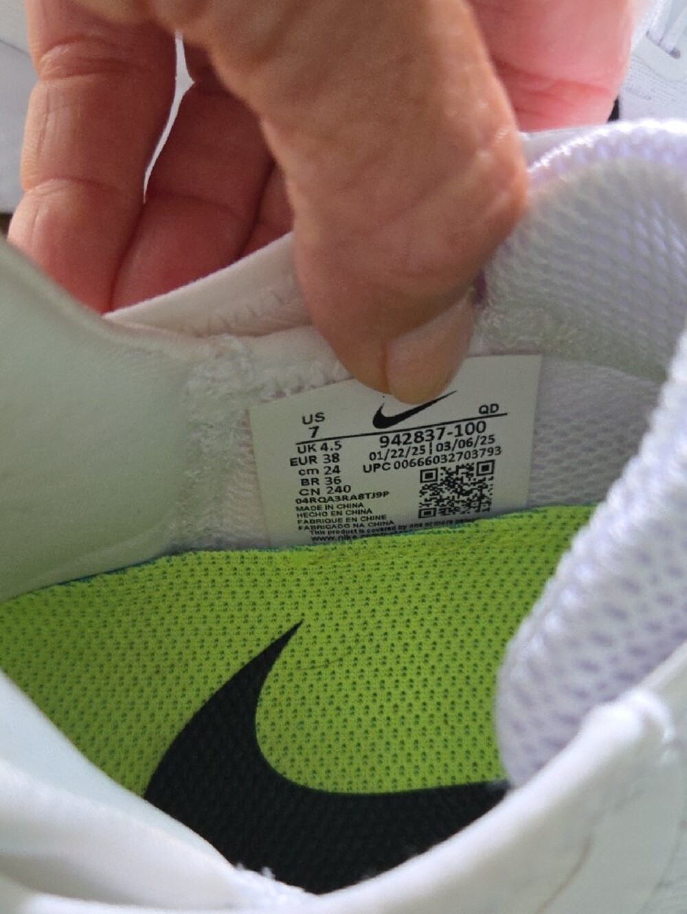 Nike Kids White Sneakers with Black Swoosh - Picture 4 of 5